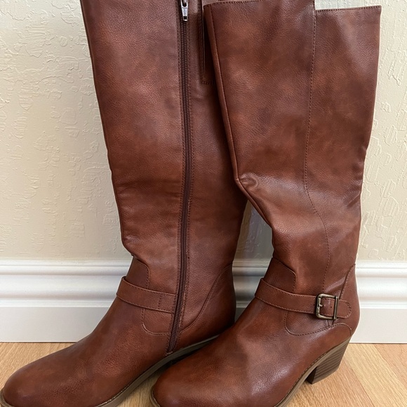 FRYE AND CO. Shoes - FRYE AND CO. Cognac Brown Leather Knee Boots with Buckle NWOT never worn
